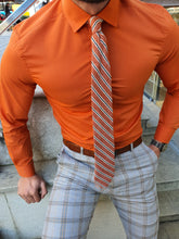 Load image into Gallery viewer, Shleton Orange Sardinelli Slim Fit Custom Shirt
