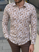 Load image into Gallery viewer, Ben Slim Fit High Quality Patterned Beige Cotton Shirt
