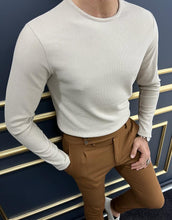 Load image into Gallery viewer, Evan Slim Fit Knitted Beige Turtleneck Sweater

