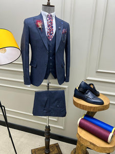 Jones Slim Fit Blue Striped Suit