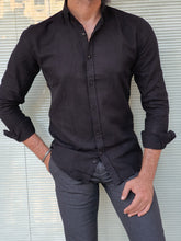 Load image into Gallery viewer, Lucas Slim Fit Patterned Black Shirt
