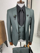 Load image into Gallery viewer, Luxe Slim Fit High Quality Self-Patterned Green Woolen Suit
