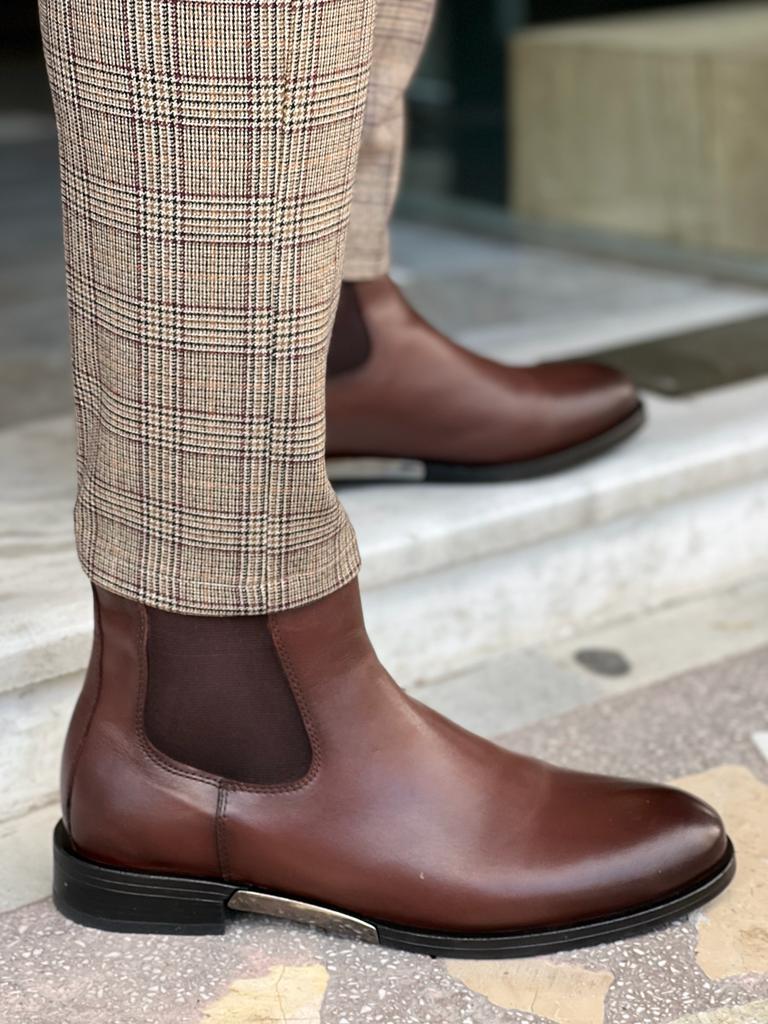 Nate Iron Detailed Eva Sole Brown Chelsea Boots