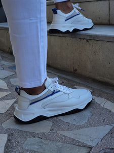 Mac Sardinelli Eva Sole White & Sax Leather Sneakers