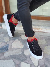 Load image into Gallery viewer, Lucas Sardinelli Eva Sole Black &amp; Red Suede Leather Shoes
