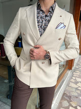 Load image into Gallery viewer, Lars Slim Fit Double Breasted Beige Blazer Only
