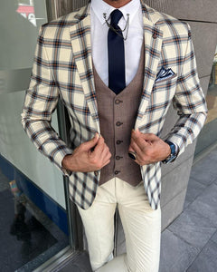 Ace Slim Fit Beige Combination Suit