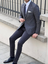 Load image into Gallery viewer, Ben Slim Fit High Quality Self Patterned Smoked Cotton Blazer
