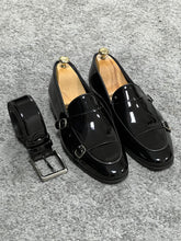 Load image into Gallery viewer, Louis Special Edition Neolite Sole Double Monk Shiney Leather Black Shoes
