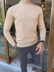 Morris Slim Fit Long Sleeve Beige Sweater