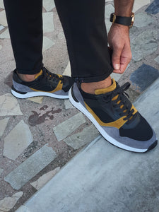 Max Sardinelli Eva Sole Black & Yellow Leather Shoes
