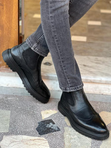 Nate Eva Sole Rubber Detailed Black Chelsea Boots