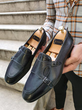 Load image into Gallery viewer, Genova Special Edition Sardinelli Black Monk Strap Leather Shoes
