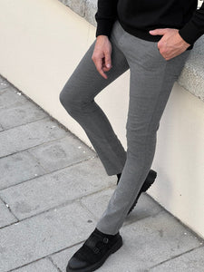Naze Slim Fit High Quality Gray Patterned Mink Pants