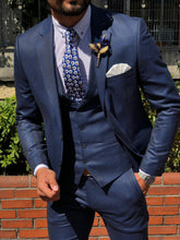 Load image into Gallery viewer, MCR Shine Navy Slim Fit Plaid Suit
