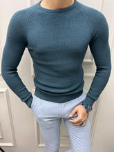 Load image into Gallery viewer, Evan Slim Fit Oil Round Neck Sweater
