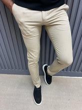 Load image into Gallery viewer, Noah Slim Fit Beige Checkered Pants
