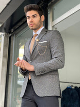 Load image into Gallery viewer, Chad Slim Fit Self Patterned Black Woolen Blazer Only

