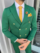 Load image into Gallery viewer, Cooper Slim Fit Double Breasted Green Suit
