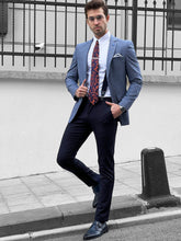 Load image into Gallery viewer, Louis Slim Fit High Quality Blue &amp; Gray Blazer
