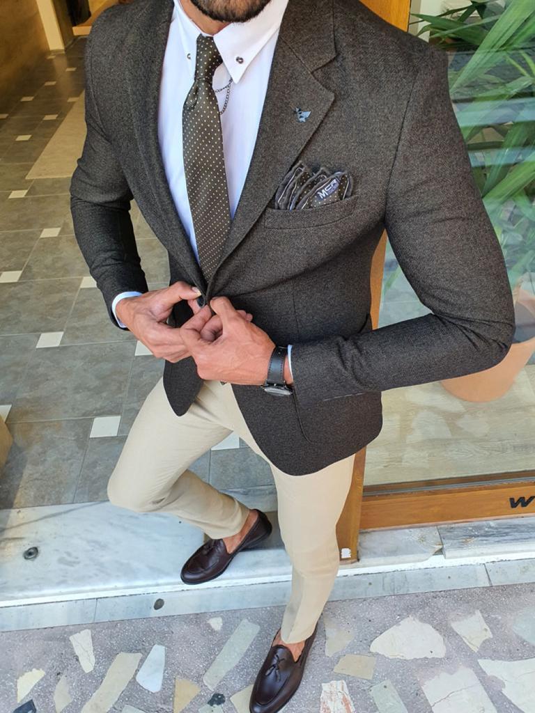 Henry Slim Fit Khaki Blazer Only