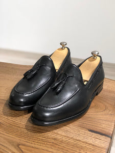 Tasseled Leather Black Loafers