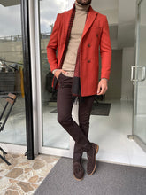 Load image into Gallery viewer, Reese Slim Fit Double Breasted Tile Woolen Winter Coat
