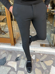 Trent Slim Fit Side Pocket Black Trouser