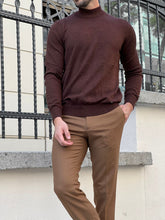 Load image into Gallery viewer, Naze Slim Fit Brown Turtleneck Sweater
