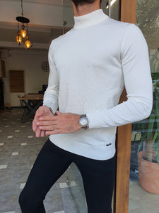 Morris Slim fit Long Sleeve White Turtleneck Sweater
