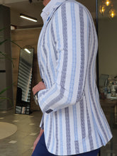 Load image into Gallery viewer, Jason Slim Fit White &amp; Blue Striped Blazer
