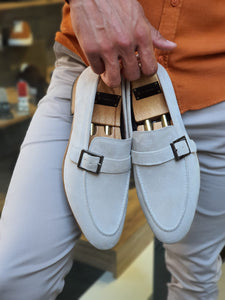 Jhon Sardinelli Buckled Detailed Suede Beige Shoes
