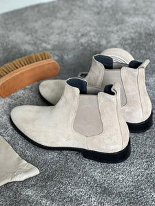 Efe Injected Leather Suede Beige Boots