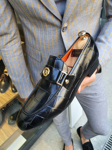 Evo Sardinelli Black Buckle Detailed Leather Shoes