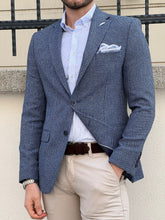 Load image into Gallery viewer, Ben Slim Fit High Quality Knitted Blue Blazer
