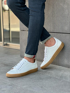 Benson Special Design White Leather Sneakers