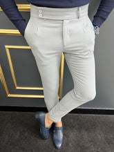 Load image into Gallery viewer, Thread Slim Fit Double Pleated Grey Trousers
