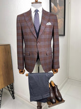 Load image into Gallery viewer, Connor Slim Fit Plaid Woolen Brown Suit
