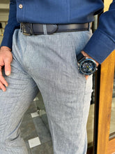 Load image into Gallery viewer, Lars Slim Fit Blue Linen Pants
