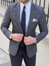 Load image into Gallery viewer, Ben Slim Fit High Quality Self Patterned Smoked Cotton Blazer
