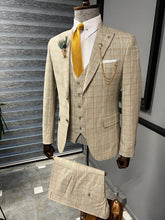 Load image into Gallery viewer, Bryant Slim Fit Plaid Camel Striped Suit
