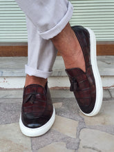 Load image into Gallery viewer, Chase Sardinelli Eva Sole Croc Tasseled Brown Leather Shoes
