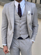 Load image into Gallery viewer, Ben Slim Fit High Quality Plaid Wool Grey Suit
