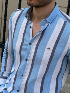 Ben Slim Fit High Quality Foldable Sleeve Blue Shirt