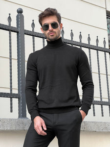 Naze Slim Fit Black Turtleneck Sweater