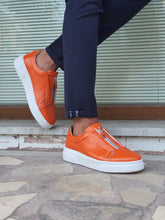 Load image into Gallery viewer, Chase Sardinelli Eva Sole Orange Zippered Leather Shoes
