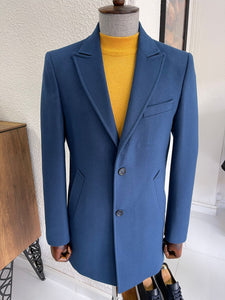 Brett Slim Fit Woolen Indigo Winter Coat