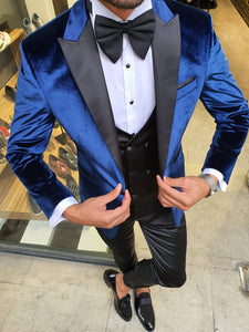 Royal Special Edition Slim Fit Indigo Velvet Tuxedo