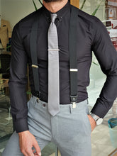 Load image into Gallery viewer, Mason Slim Fit Special Edition Black Chain Collared Shirt
