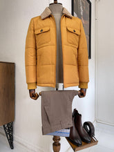 Load image into Gallery viewer, Connor Slim Fit Fur Collared Yellow Jacket
